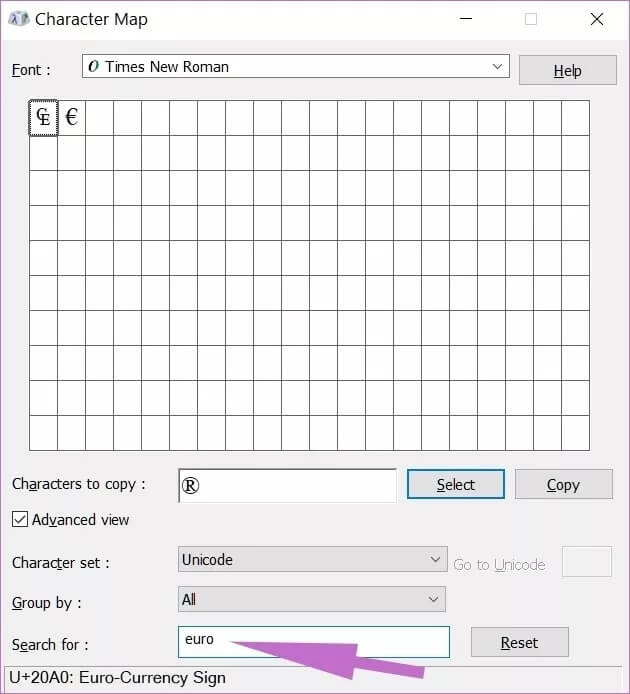 search-in-characters-map_4d470f76dc99e18ad75087b1b8410ea9 أفضل 4 طرق لإضافة أحرف خاصة في Windows 10
