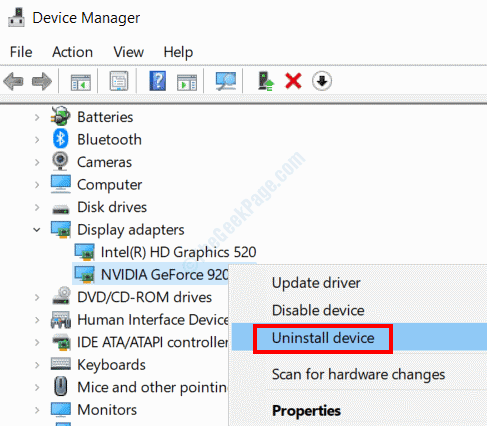 uninstall_graphics_driver كيفية إصلاح مشكلة تقطيع الشاشة في نظام التشغيل Windows 10