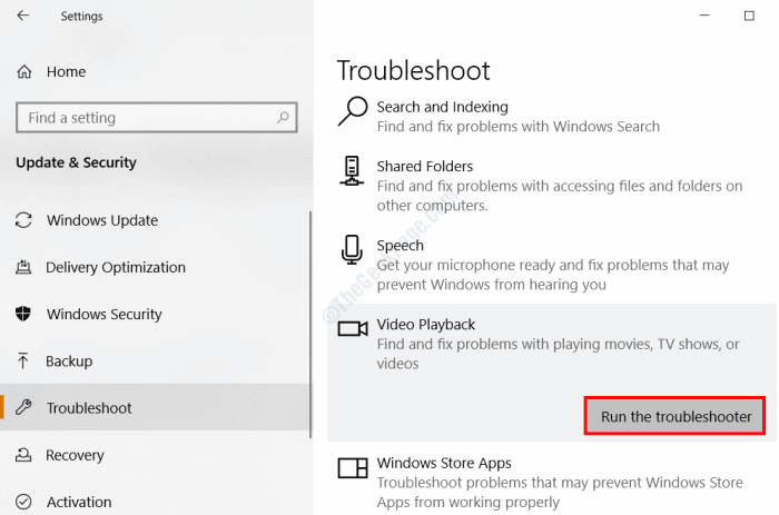 video_playback_troubleshooter كيفية إصلاح خطأ 0xc00d36cb في نظام التشغيل Windows 10