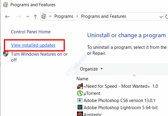 view_instaled_updates كيفية إصلاح خطأ تحديث Windows 10 0x80240061