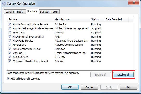 Click-on-Disable-All-button-to-disable إصلاح عدم تنزيل تحديثات Windows 7