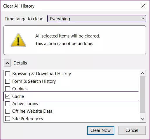 Firefox-Options-Clear-Cache-1_4d470f76dc99e18ad75087b1b8410ea9 كيفية إصلاح عدم عمل مقاطع فيديو Facebook بشكل صحيح على Firefox Quantum