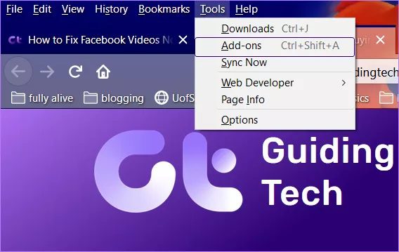 Firefox-Quantum-Access-Ad-ons-1_4d470f76dc99e18ad75087b1b8410ea9 كيفية إصلاح عدم عمل مقاطع فيديو Facebook بشكل صحيح على Firefox Quantum