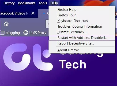 Firefox-Quantum-Restart-Addons-Disabled_4d470f76dc99e18ad75087b1b8410ea9 كيفية إصلاح عدم عمل مقاطع فيديو Facebook بشكل صحيح على Firefox Quantum