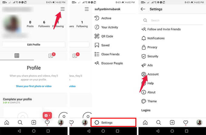 Go-to-Instagram-Settings-Android كيفية إيقاف تشغيل الفيديو التلقائي على Instagram