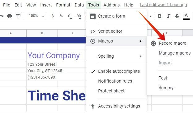 Google-sheet-record-macro كيفية أتمتة المهام في Google Sheets باستخدام وحدات Macros