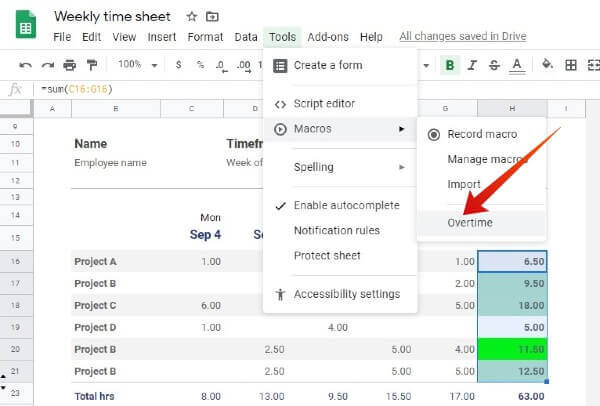 Google-sheet-run-macro كيفية أتمتة المهام في Google Sheets باستخدام وحدات Macros