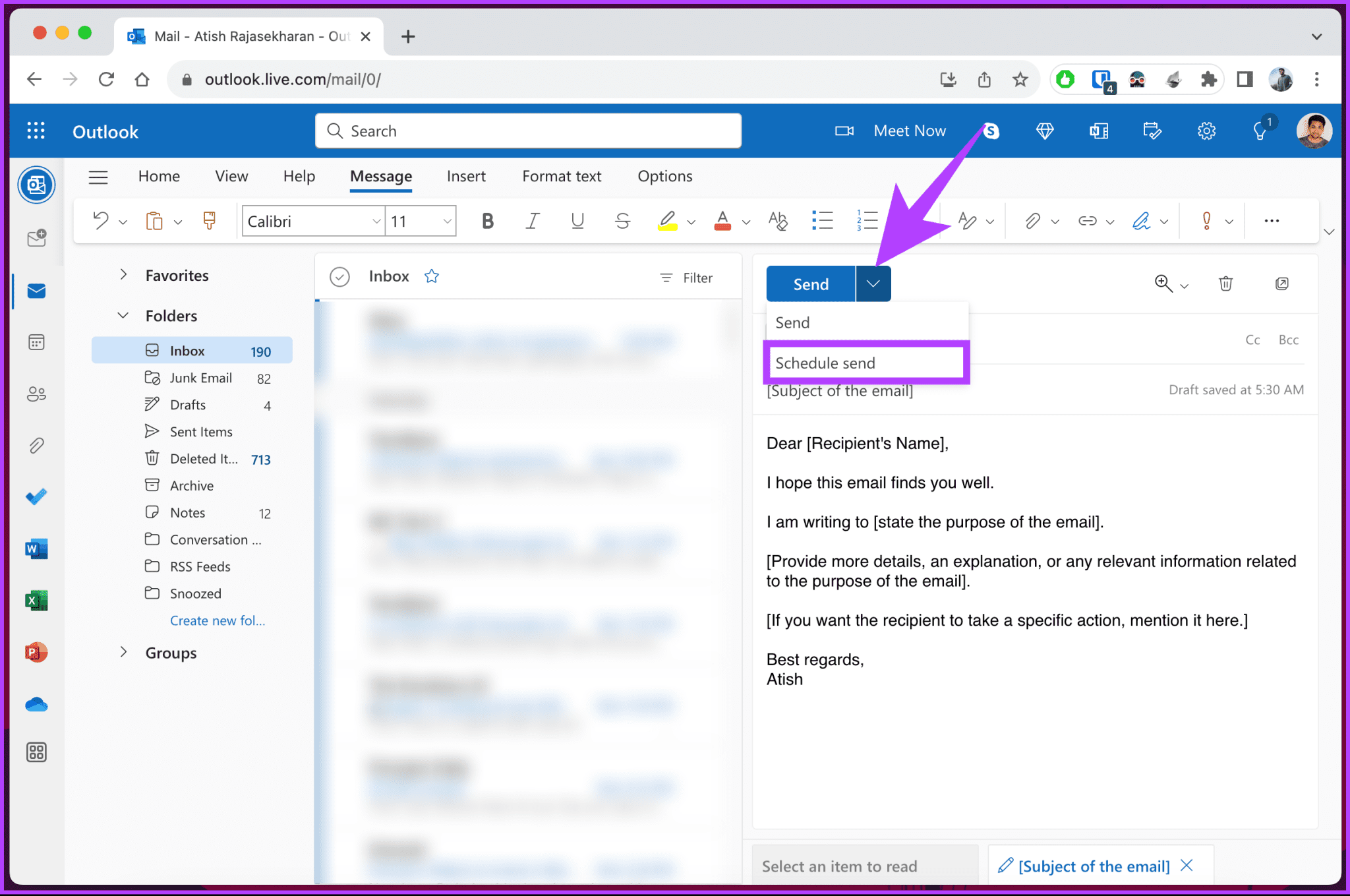 كيفية جدولة رسائل البريد الإلكتروني في Outlook على أي منصة - %categories