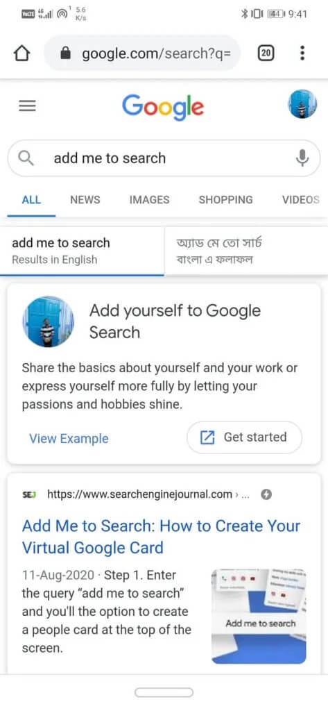 In-the-search-bar-type-add-me-to-search-and-tap-on-the-search-button-473x1024-1 كيفية إضافة بطاقة الأشخاص الخاصة بك على Google Search