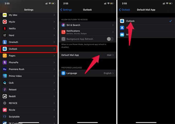 كيفية تعيين Microsoft Outlook كتطبيق بريد افتراضي على iPhone - %categories