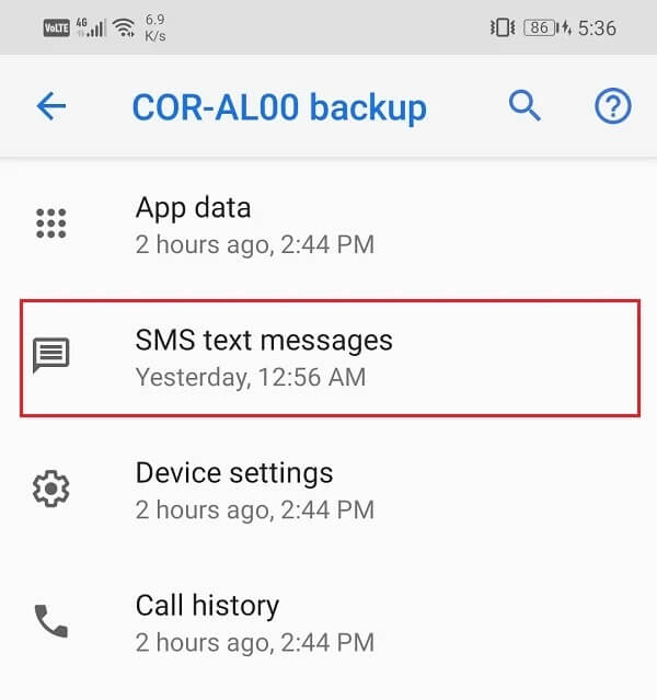 Make-sure-SMS-text-messages-is-present-in-the-list كيفية عمل نسخة احتياطية من الرسائل النصية واستعادتها على Android