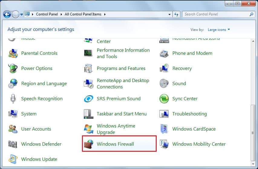 Open-control-panel-and-click-on-Windows-Defender-Firewall-1 إصلاح عدم تنزيل تحديثات Windows 7