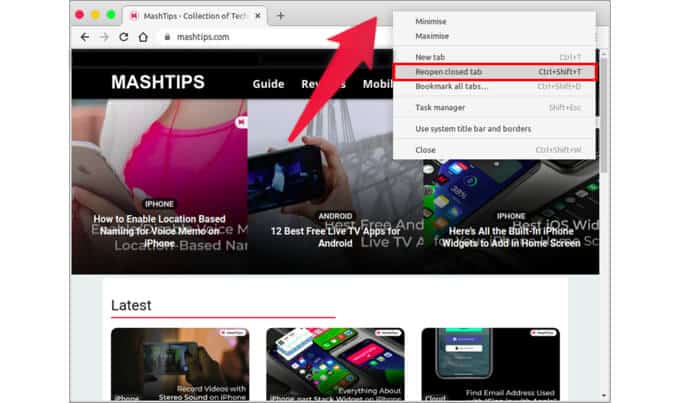 Ropen-Closed-Tab-Chrome أفضل 10 نصائح حول علامة تبويب Chrome لتكون أكثر إنتاجية