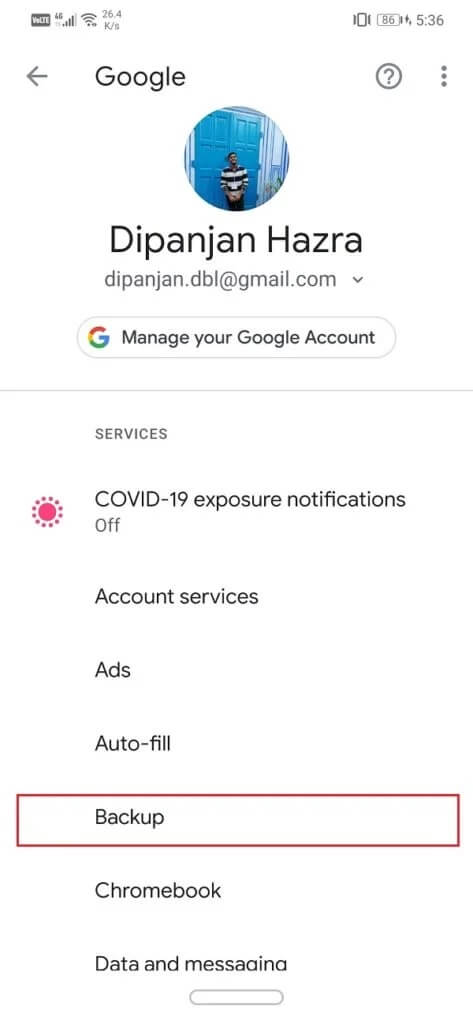 Scroll-down-and-tap-on-the-Backup-option-473x1024-1 كيفية عمل نسخة احتياطية من الرسائل النصية واستعادتها على Android