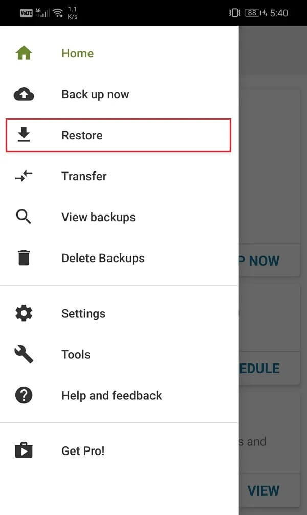 Select-the-Restore-option كيفية عمل نسخة احتياطية من الرسائل النصية واستعادتها على Android