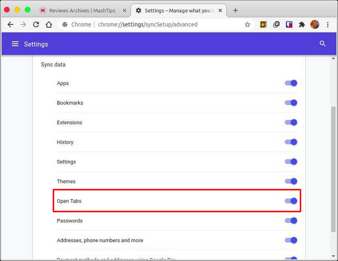 Sync-Open-Tabs-with-Device أفضل 10 نصائح حول علامة تبويب Chrome لتكون أكثر إنتاجية