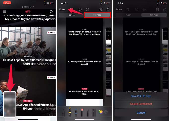 Take-Scrolling-Screenshot-on-iPhone-Safari كيف تأخذ لقطة شاشة متحركة على iPhone