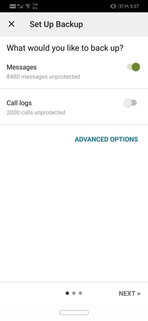 Tap-on-the-Next-option-473x1024-1 كيفية عمل نسخة احتياطية من الرسائل النصية واستعادتها على Android