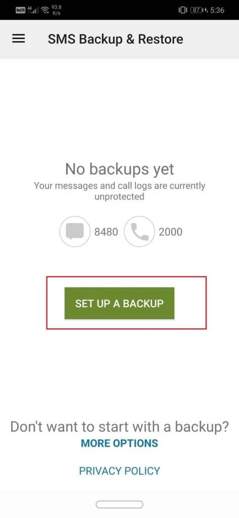 Tap-on-the-Set-Up-A-Backup-option-473x1024-1 كيفية عمل نسخة احتياطية من الرسائل النصية واستعادتها على Android