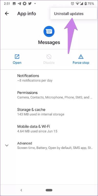 android-messages-app-crashing-8_40dd5eab97016030a3870d712fd9ef0f أفضل 9 إصلاحات لمشكلة تعطل رسائل Android