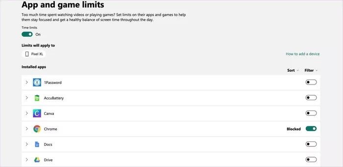 app-and-game-limit_935adec67b324b146ff212ec4c69054f دليل كامل لإعداد واستخدام Family Safety من Microsof