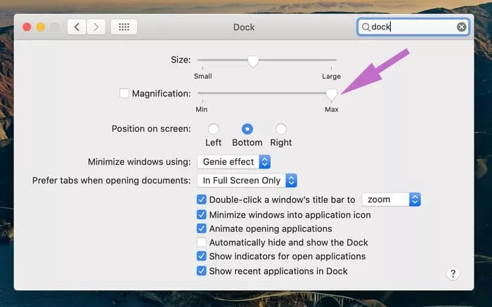 dock-magnification_935adec67b324b146ff212ec4c69054f دليل كامل لتخصيص Dock على Mac