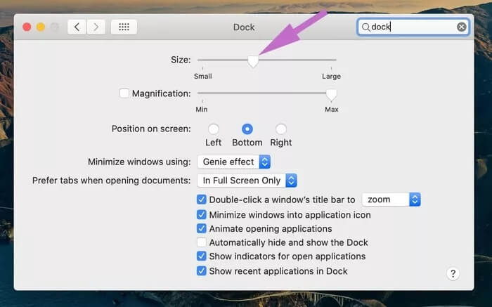 dock-size_935adec67b324b146ff212ec4c69054f دليل كامل لتخصيص Dock على Mac