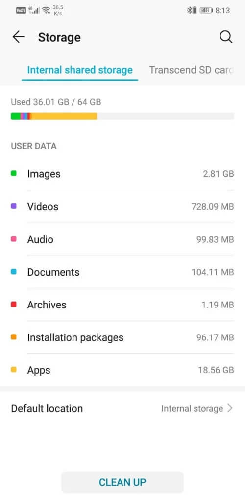 Able-to-see-how-much-Internal-storage-space-has-been-used-up-500x1024-1 إصلاح صفحة Facebook الرئيسية لا يتم تحميلها بشكل صحيح