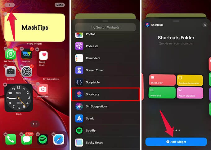 Add-Shortcuts-Widget-on-iPhone-Home-Screen كيفية إضافة اختصارات Siri إلى شاشة iPhone الرئيسية