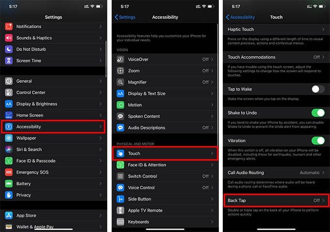 Back-Tap-Settings-on-iPhone-iOS-14 كيفية وضع iPhone في الوضع الصامت من خلال النقر على رجوع جهازك