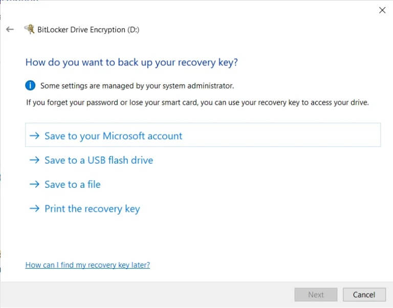 Bitlocker-will-now-ask-you-your-preference-for-storing-the-recovery-key-768x602-1 كيفية تمكين وإعداد تشفير BitLocker على نظام التشغيل Windows 10