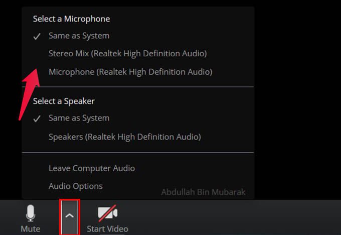 Change-Microphone-on-Zoom كيفية إصلاح عدم عمل الميكروفون على Zoom و Google Meet