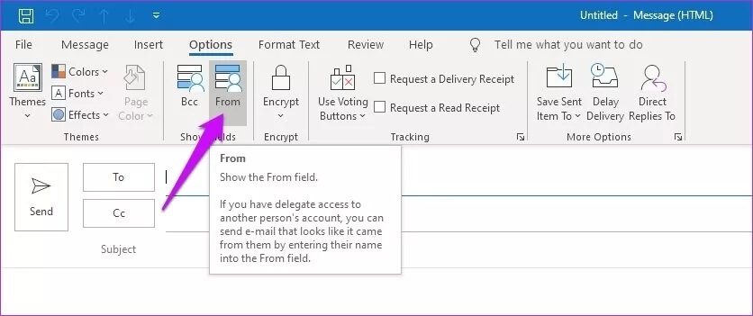 كيفية تغيير FROM ADDRESS من العنوان Microsoft Outlook - %categories