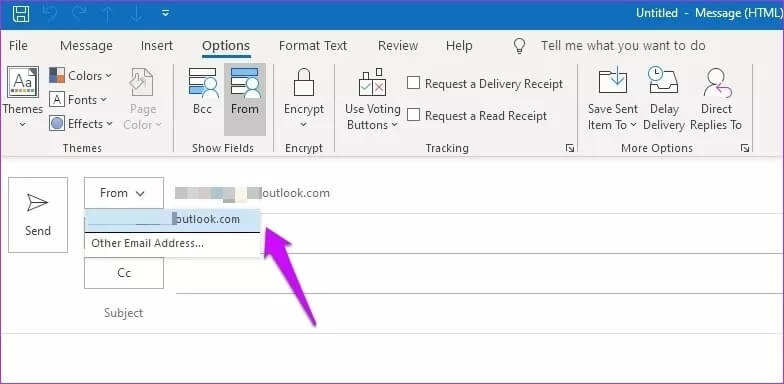 كيفية تغيير FROM ADDRESS من العنوان Microsoft Outlook - %categories