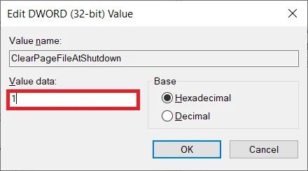 Change-the-Value-Data-from-0-disabled-to-1-enabled-and-click-on-OK كيفية تحرير مساحة ذاكرة الوصول العشوائي المنخفضة على Windows 10؟