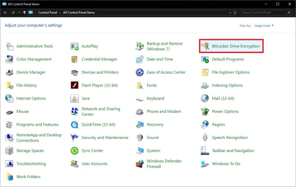 Click-on-Bitlocker-Drive-Encryption-1024x646-1 كيفية تمكين وإعداد تشفير BitLocker على نظام التشغيل Windows 10