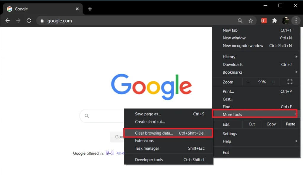 Click-on-More-Tools-and-Select-Clear-Browsing-Data-from-sub-menu-1024x595-1 إصلاح صفحة Facebook الرئيسية لا يتم تحميلها بشكل صحيح