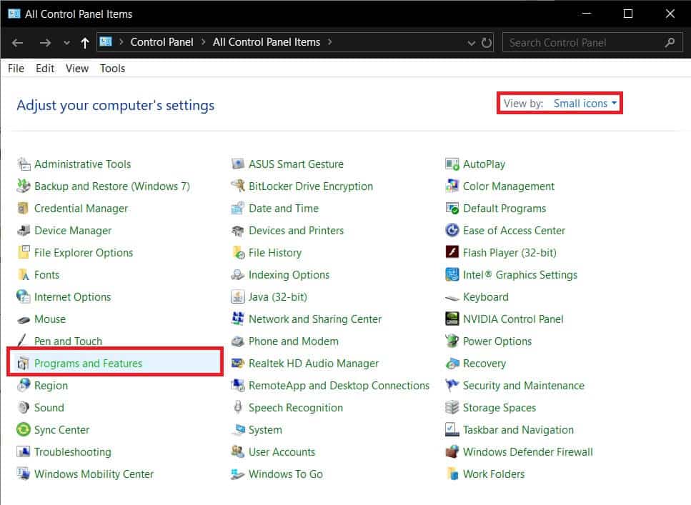 Click-on-Programs-and-Features 5 طرق لإلغاء تثبيت Avast Antivirus تمامًا في Windows 10
