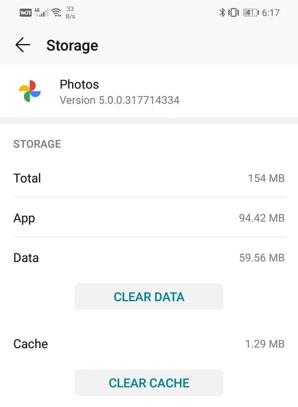 Click-on-the-Clear-Cache-and-Clear-Data-respective-buttons-for-Google-Photos-1 10 طرق لإصلاح Google Photos لا تقوم بالنسخ الاحتياطي