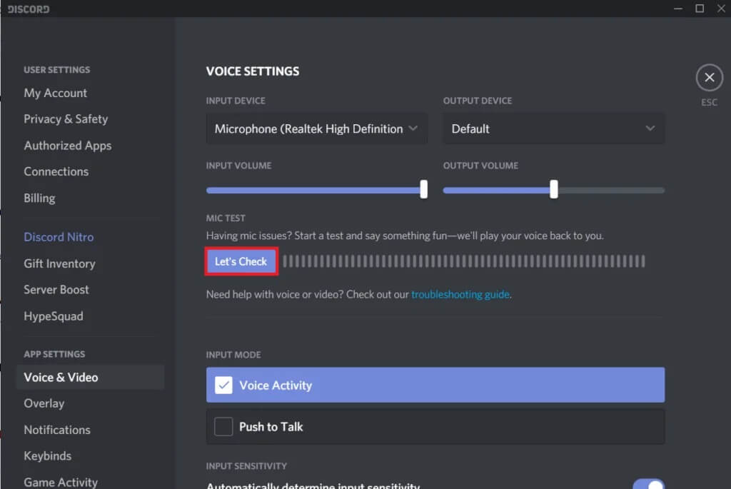 Click-on-the-Lets-Check-button-and-say-something-into-the-microphone-1024x685-1 إليك طرق لإصلاح لا يمكن سماع الناس على Discord