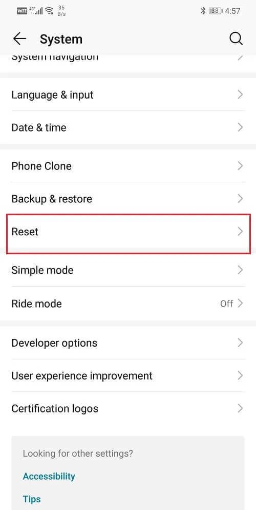 Click-on-the-Reset-button-1 كيفية زيادة سرعة الإنترنت على هاتف Android الخاص بك