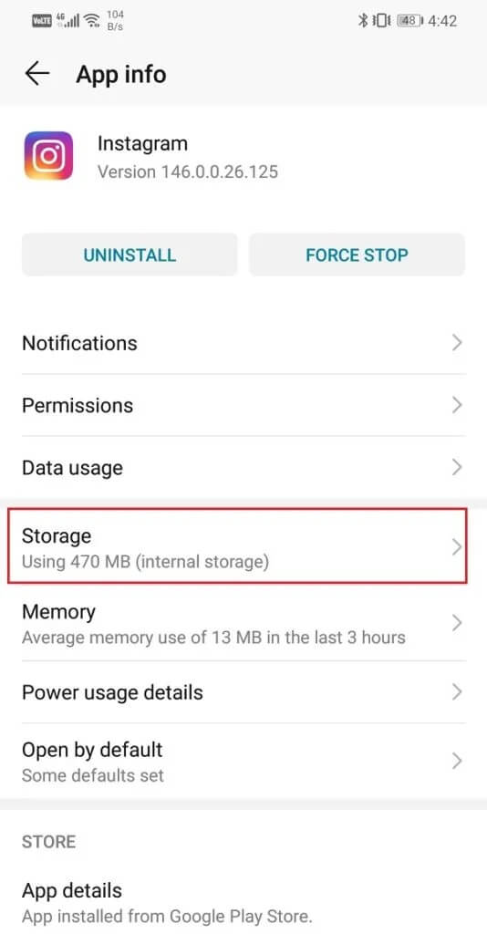 Click-on-the-Storage-option-1-534x1024-2 9 طرق لإصلاح عدم عمل Instagram على شبكة Wi-Fi