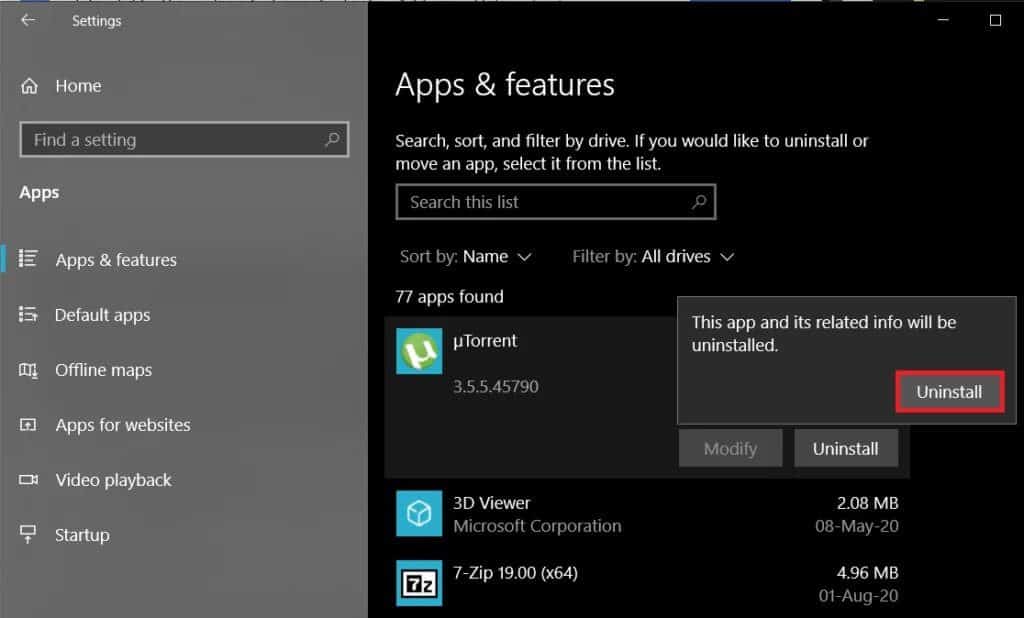 Click-on-the-Uninstall-button-again-1024x618-1 إصلاح خطأ شاشة الموت الحمراء (RSOD) على نظام التشغيل Windows 10