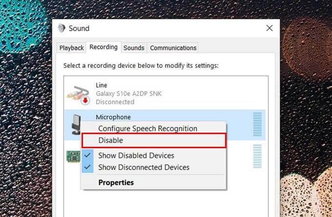 Disable-Microphone-on-Windows-10- كيفية إصلاح عدم عمل الميكروفون على Zoom و Google Meet