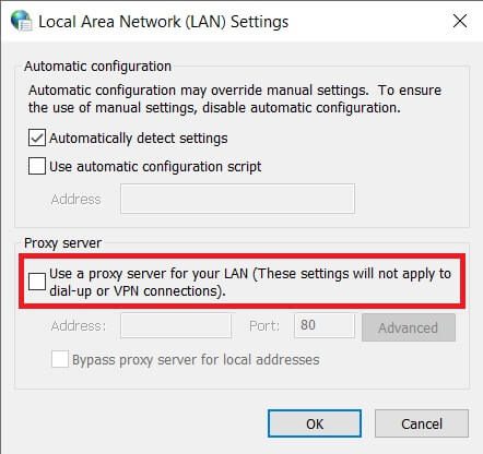 Disable-Use-a-proxy-server-for-your-LAN-option-by-unticking-the-box-next-to-it.-Click-on-OK Discord لا يفتح؟ 7 طرق لإصلاح مشكلة ديسكورد ويب Discord لا يفتح