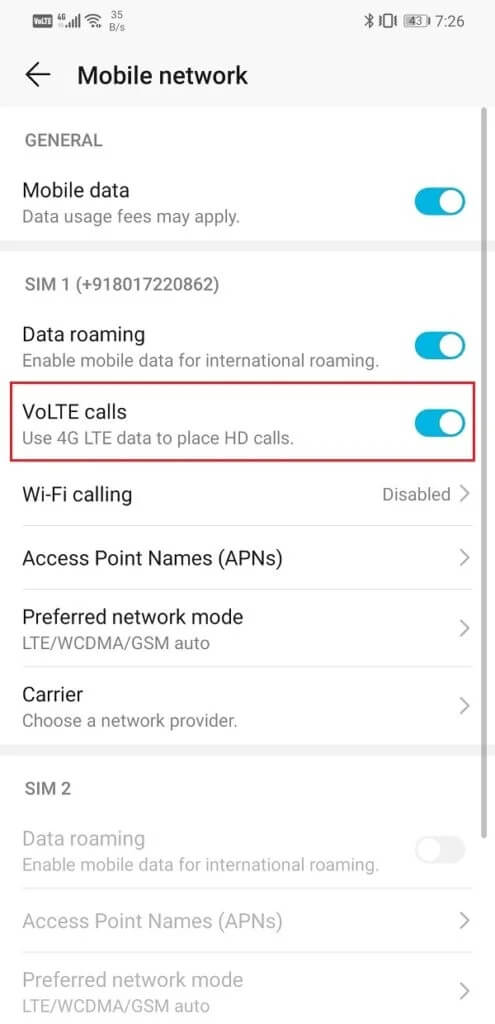 Find-the-option-for-VoLTE-calls-then-toggle-on-the-switch-next-to-it-495x1024-1 كيفية زيادة سرعة الإنترنت على هاتف Android الخاص بك