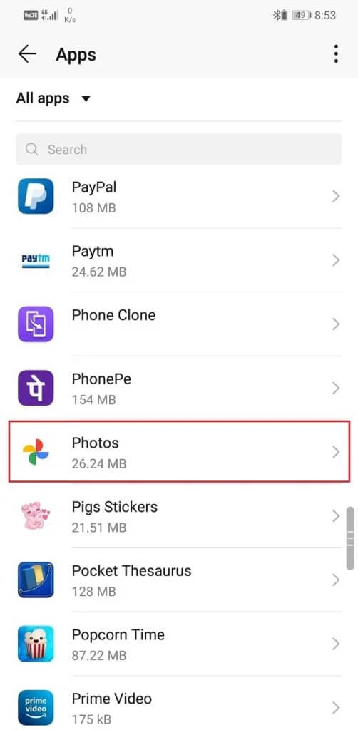 From-the-list-of-apps-look-for-Google-Photos-and-tap-on-it-502x1024-3 كيفية إصلاح مشكلة Google Photos تعرض صورًا فارغة