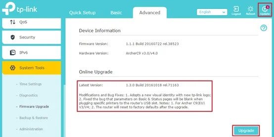 Go-to-the-Advanced-tab-and-click-on-the-Firmware-upgrade 8 طرق لإصلاح عدم تشغيل Wifi على هاتف Android