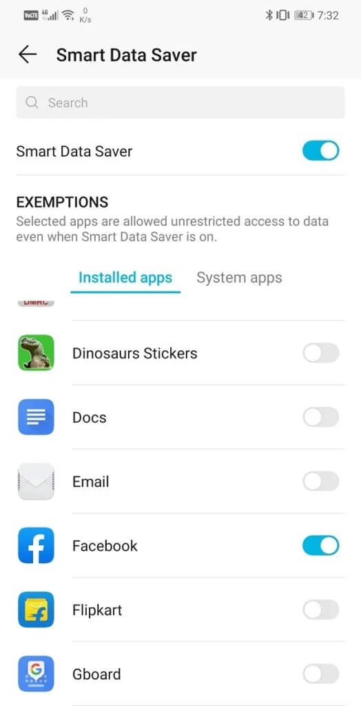 Head-over-to-the-Exemptions-section-and-select-Installed-apps-524x1024-1 كيفية زيادة سرعة الإنترنت على هاتف Android الخاص بك