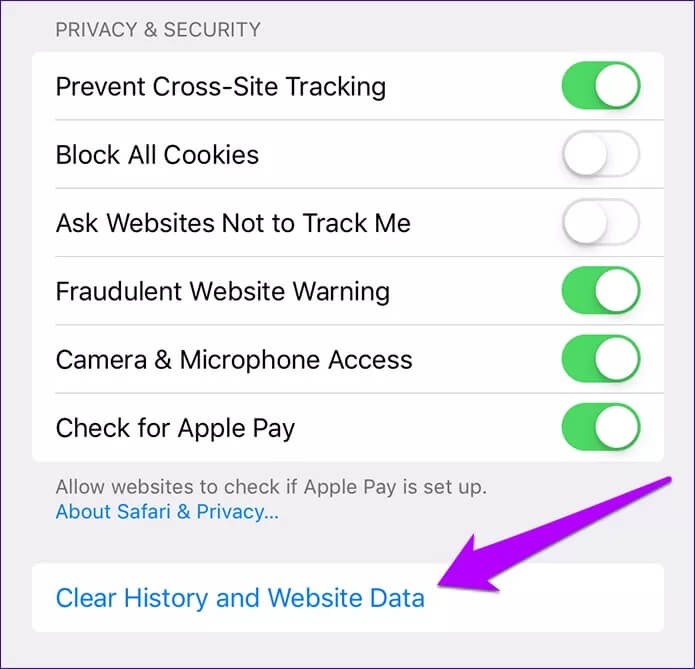 IOS-12-Safari-Clear-Cache-2_181206_103752_4d470f76dc99e18ad75087b1b8410ea9 كيفية مسح ذاكرة التخزين المُؤقت لـ Safari و السجل على iOS 12